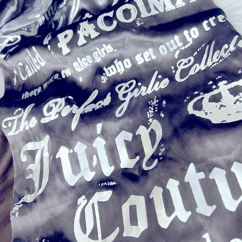 Juicy Couture Vintage Rare crushed velvet scarf with Iconic Fairytale script